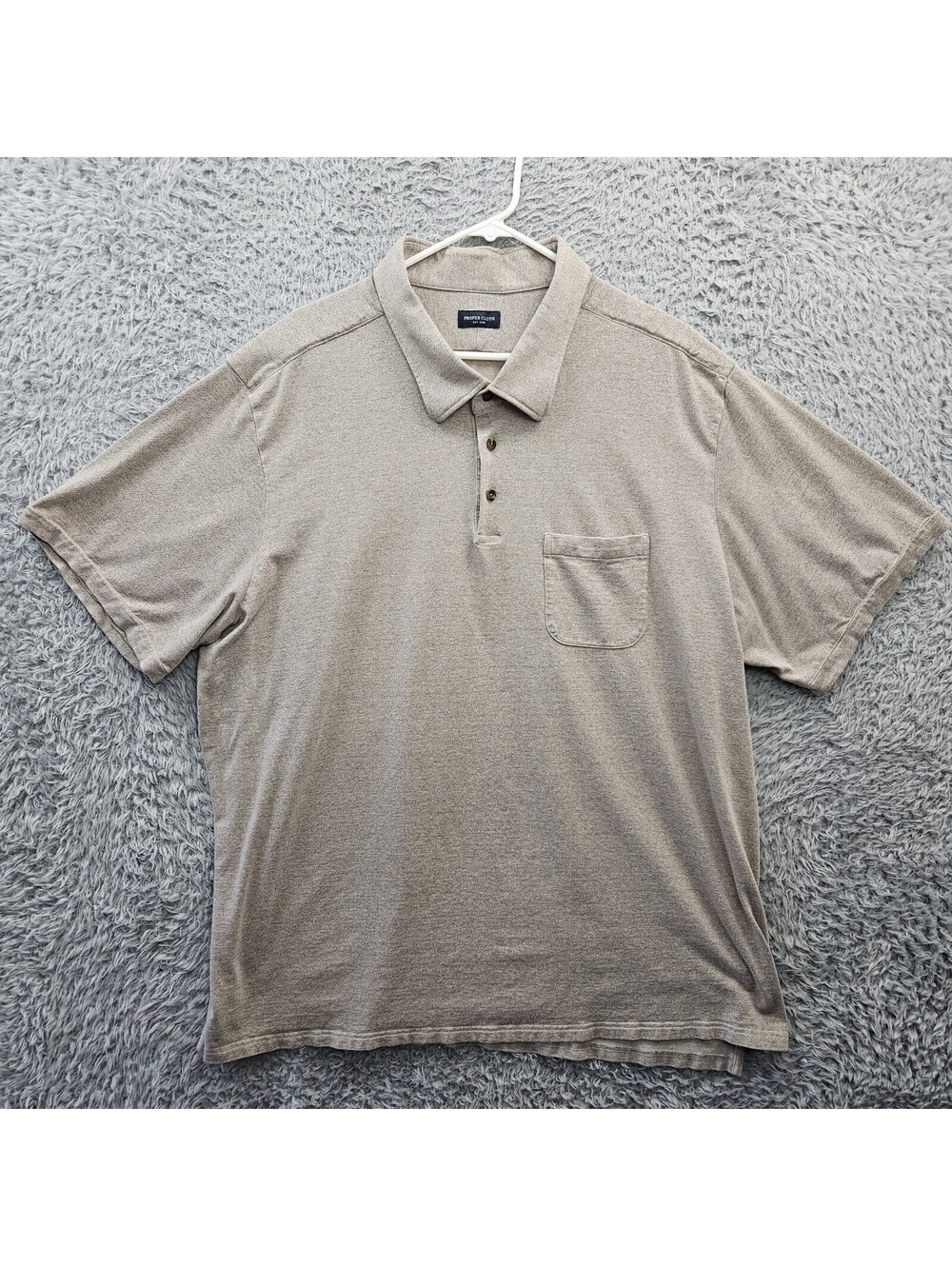 PROPER CLOTH Polo Melange Tencel Camel Beige Custom Size Apx. 3XLB See Measrmnts